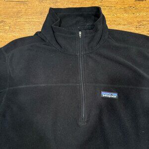 Patagonia Black Micro D Fleece Pullover 1/4 Zip Hiking Sweater‎ Sweatshirt Men L